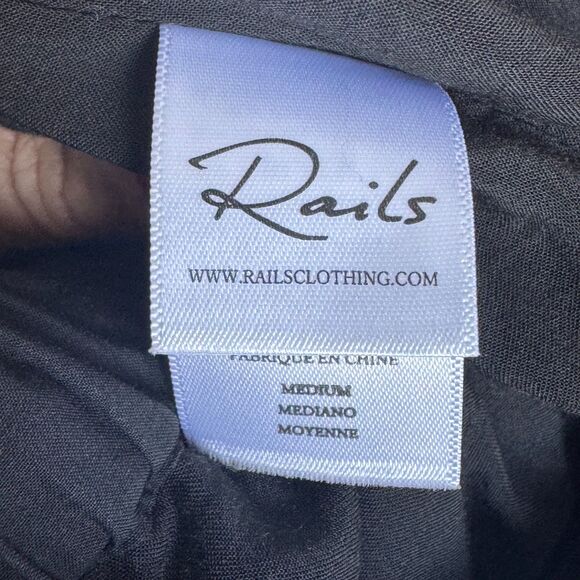 Rails Samara Black Paperbag Waist Shorts Size M – Cotton Tencel Blend Chic - Picture 8 of 8